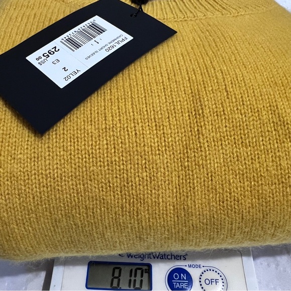 The Kooples yellow mustard cashmere cardigan oversized crop length sweater sz 2 - Picture 11 of 11